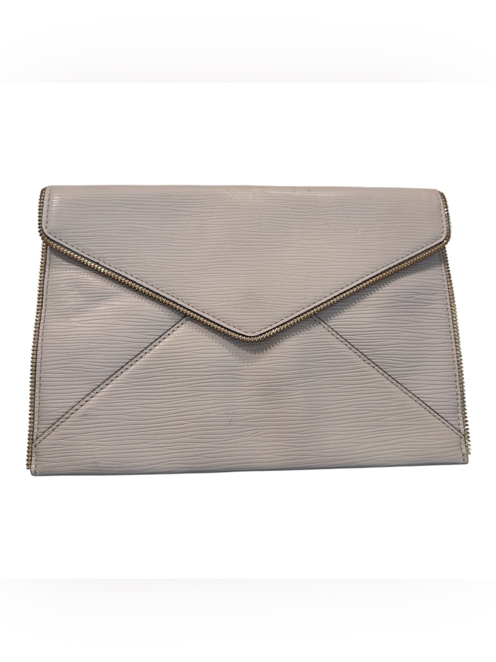 Rebecca Minkoff Cream Leather Envelope Clutch Womens Handbag Purse Evening Bag